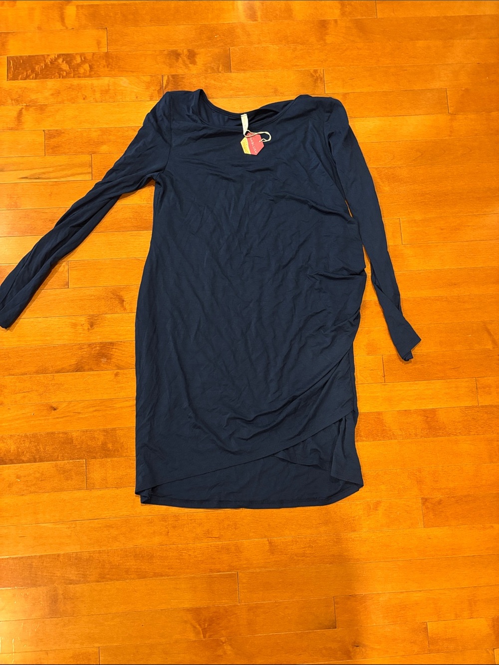 Never Worn PinkBlush Maternity Long Sleeve Navy Blue Midi Stretch Dress